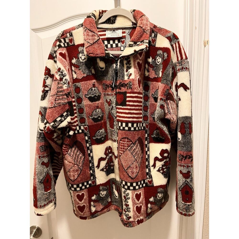 Black Mountain Coat Jacket size M red black pile‎ fleece